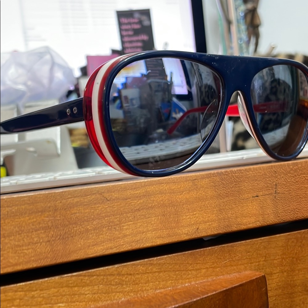 Bold Blue and Red Aviatorette Sunglasses by OGI - frames only